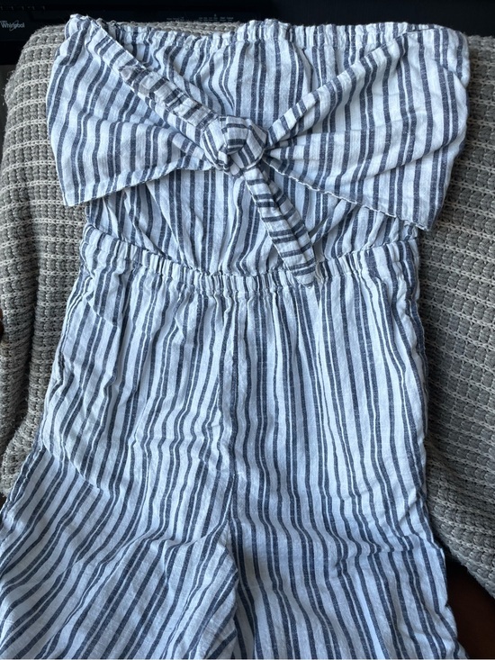aerie Pants - Aerie Blue and White Striped Strapless Jumpsuit